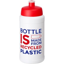 Baseline 500 ml butelka sportowa z recyklingu biały, czerwony (21044496)