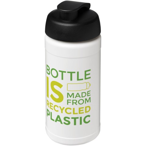 Baseline bidon o pojemności 500 ml z wieczkiem zaciskowym z materiałów z recyklingu biały, czarny Baseline bidon o pojemności 500 ml z wieczkiem zaciskowym z materiałów z recyklingu biały, czarny
