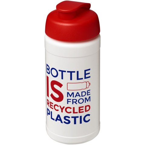 Baseline bidon o pojemności 500 ml z wieczkiem zaciskowym z materiałów z recyklingu biały, czerwony Baseline bidon o pojemności 500 ml z wieczkiem zaciskowym z materiałów z recyklingu biały, czerwony