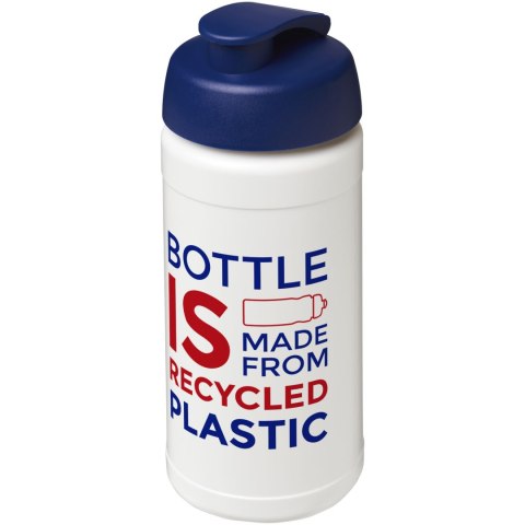 Baseline bidon o pojemności 500 ml z wieczkiem zaciskowym z materiałów z recyklingu biały, niebieski Baseline bidon o pojemności 500 ml z wieczkiem zaciskowym z materiałów z recyklingu biały, niebieski