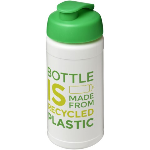 Baseline bidon o pojemności 500 ml z wieczkiem zaciskowym z materiałów z recyklingu biały, zielony Baseline bidon o pojemności 500 ml z wieczkiem zaciskowym z materiałów z recyklingu biały, zielony