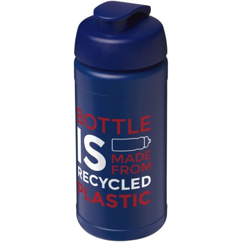 Baseline bidon o pojemności 500 ml z wieczkiem zaciskowym z materiałów z recyklingu niebieski, niebieski Baseline bidon o pojemności 500 ml z wieczkiem zaciskowym z materiałów z recyklingu niebieski, niebieski
