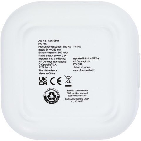 Stark głośnik Bluetooth® 2.0 o mocy 3 W z tworzyw sztucznych pochodzących z recyklingu z certyfikatem RCS biały Stark głośnik Bluetooth® 2.0 o mocy 3 W z tworzyw sztucznych pochodzących z recyklingu z certyfikatem RCS biały
