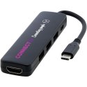 Loop adapter multimedialny USB 2.0-3.0 z portem HDMI wykonany z tworzyw sztucznych pochodzących z recyklingu z certyfikatem R cz