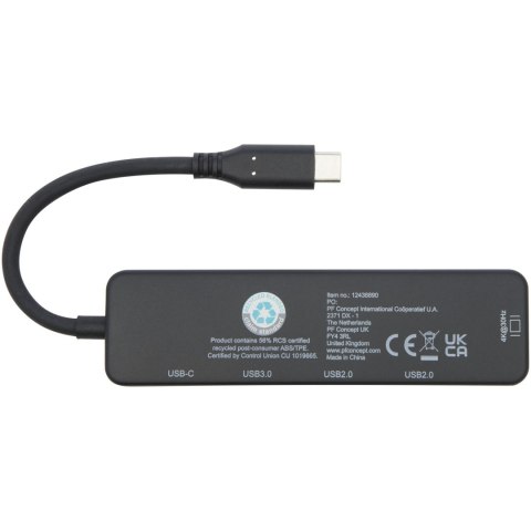 Loop adapter multimedialny USB 2.0-3.0 z portem HDMI wykonany z tworzyw sztucznych pochodzących z recyklingu z certyfi Loop adapter multimedialny USB 2.0-3.0 z portem HDMI wykonany z tworzyw sztucznych pochodzących z recyklingu z certyfi