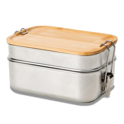 Double lunch box Alcora, srebrny Double lunch box Alcora, srebrny