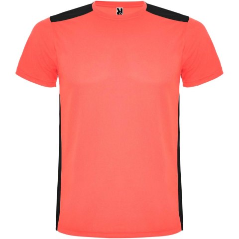Detroit sportowa koszulka unisex z krótkim rękawem fluor coral, czarny