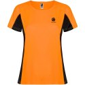 Shanghai sportowa koszulka damska z krótkim rękawem fluor orange, czarny