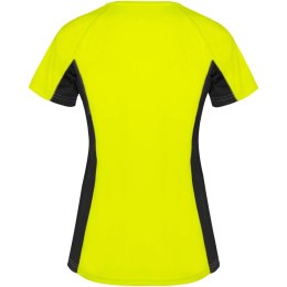 Shanghai sportowa koszulka damska z krótkim rękawem fluor yellow, czarny (R66488Y1)