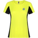 Shanghai sportowa koszulka damska z krótkim rękawem fluor yellow, czarny