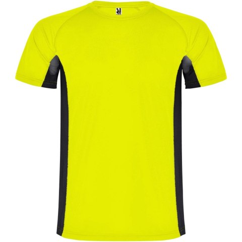 Shanghai sportowa koszulka dziecięca z krótkim rękawem fluor yellow, czarny