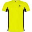 Shanghai sportowa koszulka dziecięca z krótkim rękawem fluor yellow, czarny