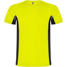 Shanghai sportowa koszulka dziecięca z krótkim rękawem fluor yellow, czarny