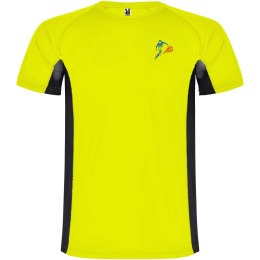Shanghai sportowa koszulka dziecięca z krótkim rękawem fluor yellow, czarny