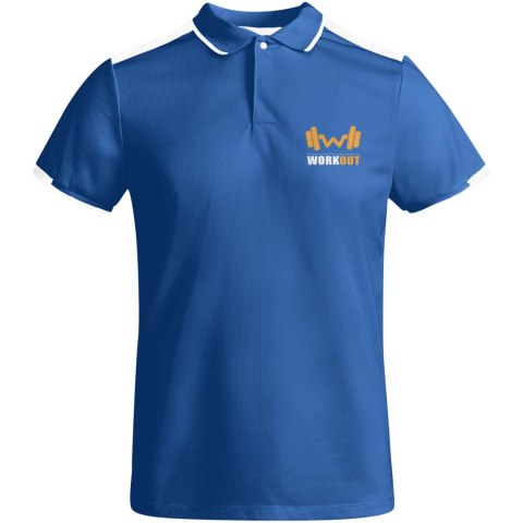 Tamil sportowa koszulka męska polo z krótkim rękawem błękit królewski, biały Tamil sportowa koszulka męska polo z krótkim rękawem błękit królewski, biały