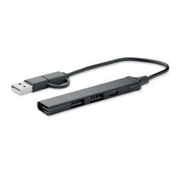 Hub USB z 4 portami 19 cm czarny