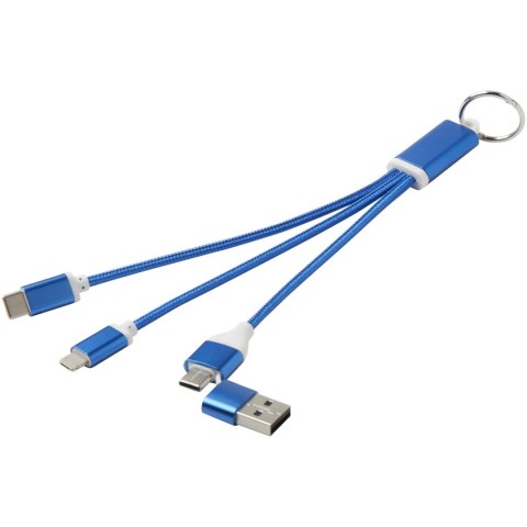 Metal kabel do ładowania 4 w 1 z aluminium z recyklingu z łańcuchem do kluczy błękit królewski Metal kabel do ładowania 4 w 1 z aluminium z recyklingu z łańcuchem do kluczy błękit królewski