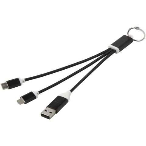 Metal kabel do ładowania 4 w 1 z aluminium z recyklingu z łańcuchem do kluczy czarny Metal kabel do ładowania 4 w 1 z aluminium z recyklingu z łańcuchem do kluczy czarny