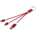 Metal kabel do ładowania 4 w 1 z aluminium z recyklingu z łańcuchem do kluczy czerwony Metal kabel do ładowania 4 w 1 z aluminium z recyklingu z łańcuchem do kluczy czerwony