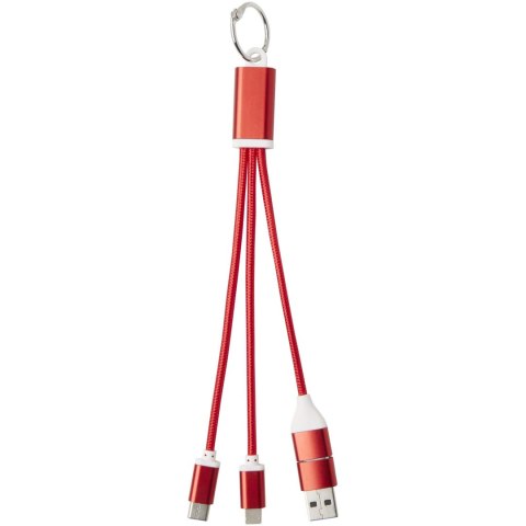 Metal kabel do ładowania 4 w 1 z aluminium z recyklingu z łańcuchem do kluczy czerwony Metal kabel do ładowania 4 w 1 z aluminium z recyklingu z łańcuchem do kluczy czerwony