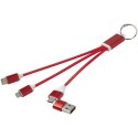 Metal kabel do ładowania 4 w 1 z aluminium z recyklingu z łańcuchem do kluczy czerwony Metal kabel do ładowania 4 w 1 z aluminium z recyklingu z łańcuchem do kluczy czerwony