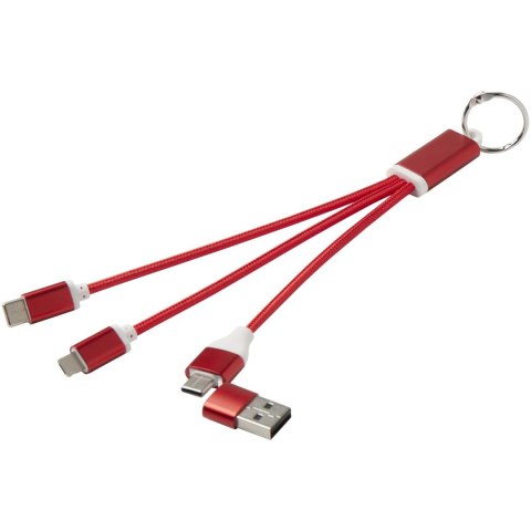 Metal kabel do ładowania 4 w 1 z aluminium z recyklingu z łańcuchem do kluczy czerwony Metal kabel do ładowania 4 w 1 z aluminium z recyklingu z łańcuchem do kluczy czerwony
