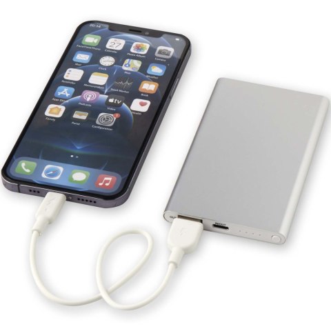 Pep powerbank o pojemności 4000 mAh Type-C z aluminium pochodzącego z recyklingu srebrny Pep powerbank o pojemności 4000 mAh Type-C z aluminium pochodzącego z recyklingu srebrny