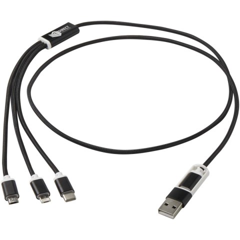 Versatile kabel do ładowania 5-1 z aluminium z recyklingu czarny Versatile kabel do ładowania 5-1 z aluminium z recyklingu czarny