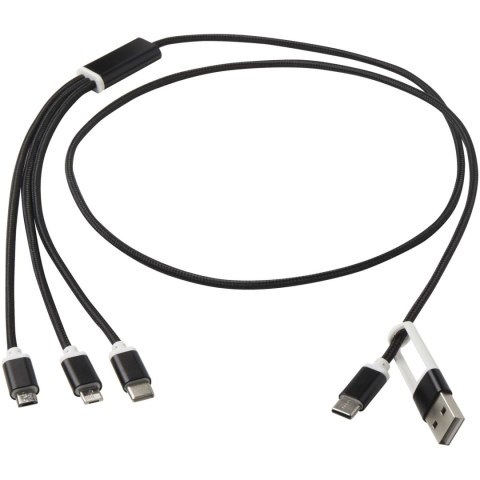 Versatile kabel do ładowania 5-1 z aluminium z recyklingu czarny Versatile kabel do ładowania 5-1 z aluminium z recyklingu czarny