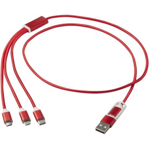 Versatile kabel do ładowania 5-1 z aluminium z recyklingu czerwony