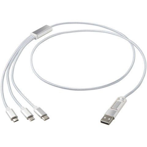 Versatile kabel do ładowania 5-1 z aluminium z recyklingu srebrny Versatile kabel do ładowania 5-1 z aluminium z recyklingu srebrny
