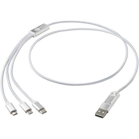Versatile kabel do ładowania 5-1 z aluminium z recyklingu srebrny Versatile kabel do ładowania 5-1 z aluminium z recyklingu srebrny