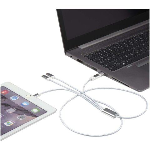 Versatile kabel do ładowania 5-1 z aluminium z recyklingu srebrny Versatile kabel do ładowania 5-1 z aluminium z recyklingu srebrny