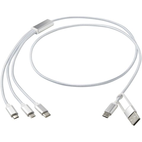 Versatile kabel do ładowania 5-1 z aluminium z recyklingu srebrny Versatile kabel do ładowania 5-1 z aluminium z recyklingu srebrny