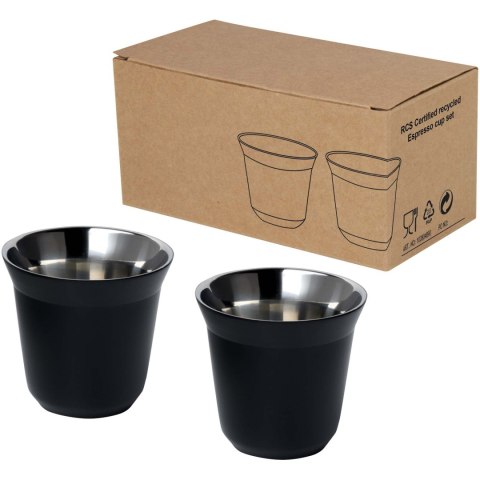 Duo zestaw filiżanek do espresso ze stali nierdzewnej z certyfikatem RCS 80 ml czarny Duo zestaw filiżanek do espresso ze stali nierdzewnej z certyfikatem RCS 80 ml czarny