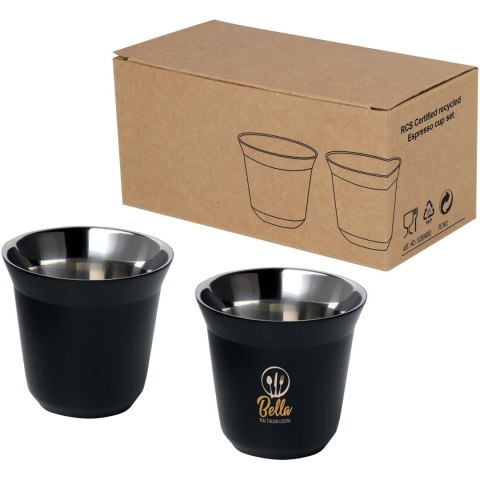Duo zestaw filiżanek do espresso ze stali nierdzewnej z certyfikatem RCS 80 ml czarny Duo zestaw filiżanek do espresso ze stali nierdzewnej z certyfikatem RCS 80 ml czarny