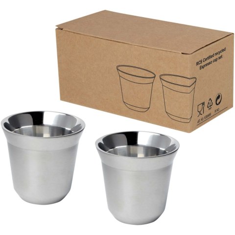 Duo zestaw filiżanek do espresso ze stali nierdzewnej z certyfikatem RCS 80 ml srebrny Duo zestaw filiżanek do espresso ze stali nierdzewnej z certyfikatem RCS 80 ml srebrny