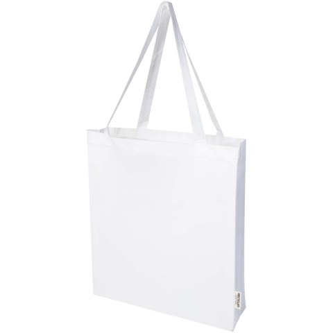 Madras torba na zakupy z bawełny z recyklingu z certyfikatem GRS 140 g/m² z dnem biały Madras torba na zakupy z bawełny z recyklingu z certyfikatem GRS 140 g/m² z dnem biały