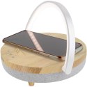 Prixton głośnik Bluetooth® 10 W 4 w 1 ze światłem LED i podstawą do ładowania bezprzewodowego drewno Prixton głośnik Bluetooth® 10 W 4 w 1 ze światłem LED i podstawą do ładowania bezprzewodowego drewno