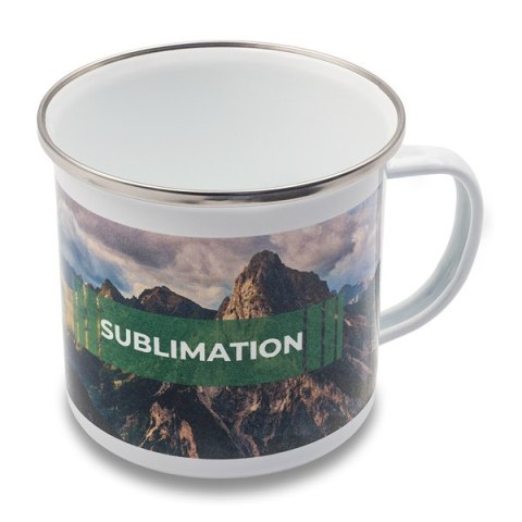 Kubek emaliowany z powłoką sublimacyjną Odis 500 ml, biały Kubek emaliowany z powłoką sublimacyjną Odis 500 ml, biały