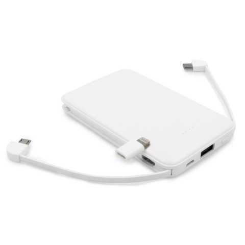 Power bank 5000 mAh ze zintegrowanymi kablami, adapter w komplecie | Presley Power bank 5000 mAh ze zintegrowanymi kablami, adapter w komplecie | Presley