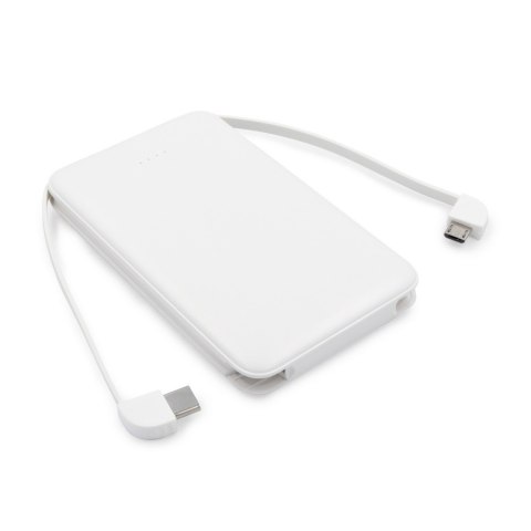 Power bank 5000 mAh ze zintegrowanymi kablami, adapter w komplecie | Presley Power bank 5000 mAh ze zintegrowanymi kablami, adapter w komplecie | Presley