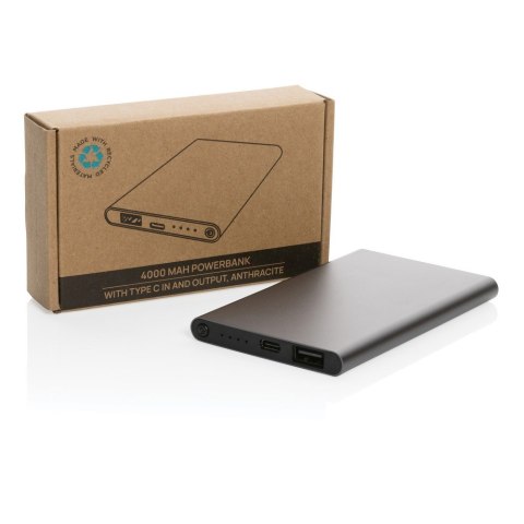 Power bank 4000 mAh z aluminium z recyklingu Power bank 4000 mAh z aluminium z recyklingu