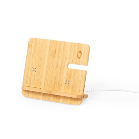 Bambusowa ładowarka bezprzewodowa 15W, 3 w 1, stojak na telefon Bambusowa ładowarka bezprzewodowa 15W, 3 w 1, stojak na telefon
