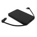 Power bank 5000 mAh ze zintegrowanymi kablami, adapter w komplecie | Presley Power bank 5000 mAh ze zintegrowanymi kablami, adapter w komplecie | Presley