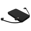 Power bank 5000 mAh ze zintegrowanymi kablami, adapter w komplecie | Presley Power bank 5000 mAh ze zintegrowanymi kablami, adapter w komplecie | Presley