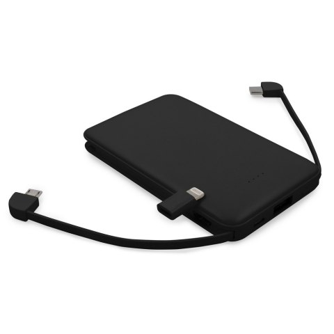 Power bank 5000 mAh ze zintegrowanymi kablami, adapter w komplecie | Presley Power bank 5000 mAh ze zintegrowanymi kablami, adapter w komplecie | Presley