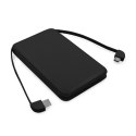 Power bank 5000 mAh ze zintegrowanymi kablami, adapter w komplecie | Presley Power bank 5000 mAh ze zintegrowanymi kablami, adapter w komplecie | Presley