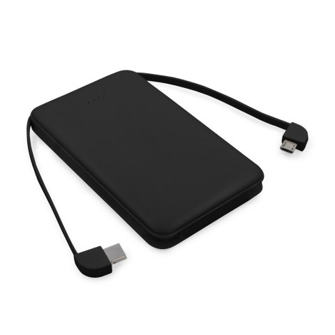 Power bank 5000 mAh ze zintegrowanymi kablami, adapter w komplecie | Presley Power bank 5000 mAh ze zintegrowanymi kablami, adapter w komplecie | Presley