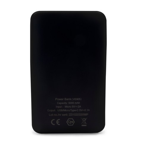 Power bank 5000 mAh ze zintegrowanymi kablami, adapter w komplecie | Presley Power bank 5000 mAh ze zintegrowanymi kablami, adapter w komplecie | Presley